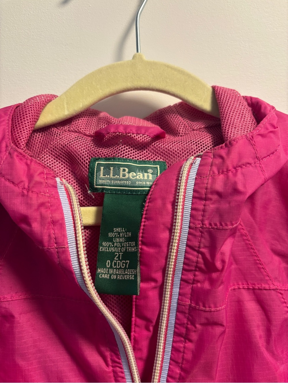 L.L. Bean Toddler Girls' Bright Pink Hooded Raincoat - Picture 4 of 5